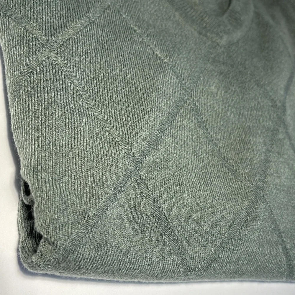 Dockers V-Neck Argyle Sweater Mens Size M Green Pullover Ribbed Geometric NWOT - Picture 7 of 9